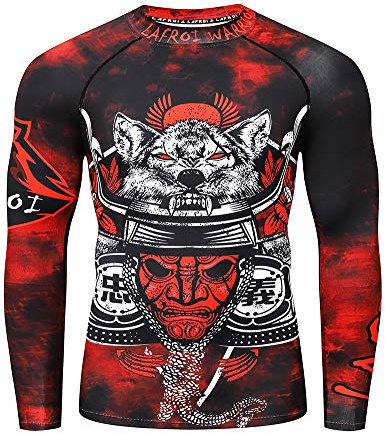 LAFROI Men's Long Sleeve UPF 50+ Baselayer Performance Compression Shirt Rash Guard-CLY08 (Warrior,LG)