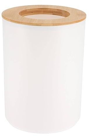 Tendance - Papelera PP con Tapa de bambú 5l - bambú Blanco