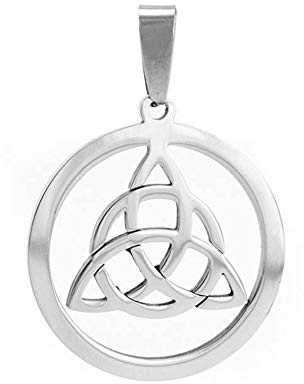 BlackAmazement Anhänger Halskette 316L Edelstahl Triqueta Knoten der Dreisamkeit Dreieck Kreislauf des Lebens Kelten Germanen Wikinger500mm Lederband Damen Herren (Anhänger ohne Kette)