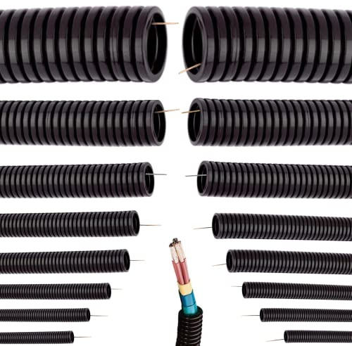 Universeller Flexibles Wellrohr mit Führungsdraht innen, Härtedruck 320N | Länge: 5 10 25 50 m Kabelschutz Schutz Rohr ungeschlitzt UV-Beständig Auswahl: (Ø 25 mm innen/Ø 32 mm außen / 10m Meter)