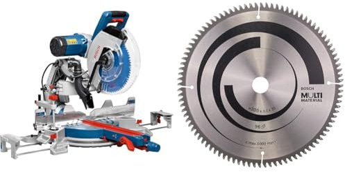 Bosch Professional Kapp- und Gehrungssäge GCM 12 GDL (Doppellinienlaser, Spannzange, Sägeblattdurchmesser: 305 mm) + Kreissägeblatt (für Multi Material, Ø: 305mm, Bohrung: 30mm)