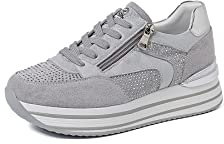 QUEEN HELENA Baskets Sneakers Plateforme Femme X28 61 Gris, 40 EU