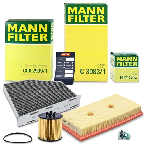 MANN-FILTER Filterset 1x Ölfilter, 1x Luftfilter, 1x Innenraumfilter | Kompatibel mit: AUDI A3, A3 Sportback, SKODA OCTAVIA II, OCTAVIA II Combi, VW EOS, GOLF PLUS V, GOLF V, JETTA III, PASSAT B6