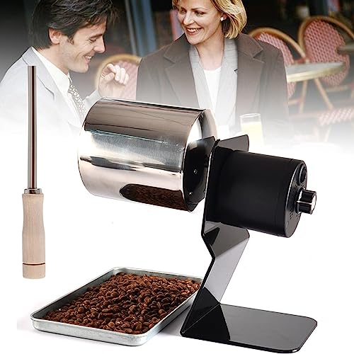 XDLYWUZIQ Torréfacteur De Grains De Café, Torréfacteur Manuel à Tambour, Torréfacteur à Café, Torréfacteur à Café Domestique, Rouleaux en Acier Inoxydable pour Grains, Cacahuètes, Noix,B
