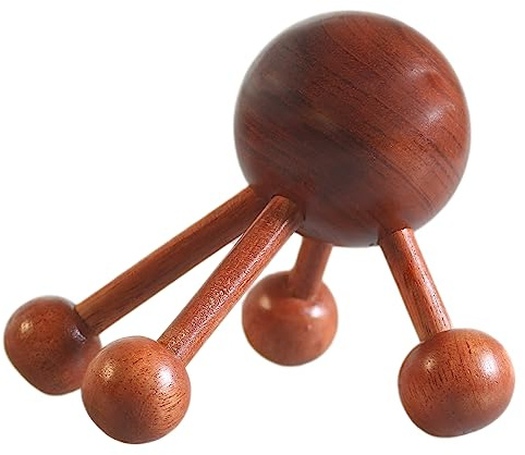 Massagespinne aus Rosenholz - Handgefertigtes Massagegerät, Massagespatz, Massageroller für Triggerpunkt-Massagen und Entspannung