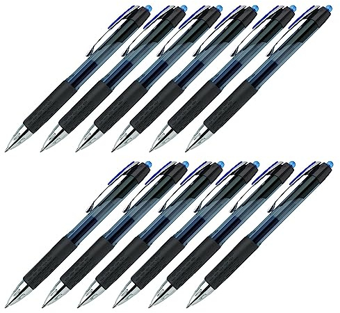 Uni-Ball - Gelroller Signo UMN-207 Blau 12er Set | Dokumentenechte Tinte, 0,4 mm Spitze, wasserfest, nachfüllbar