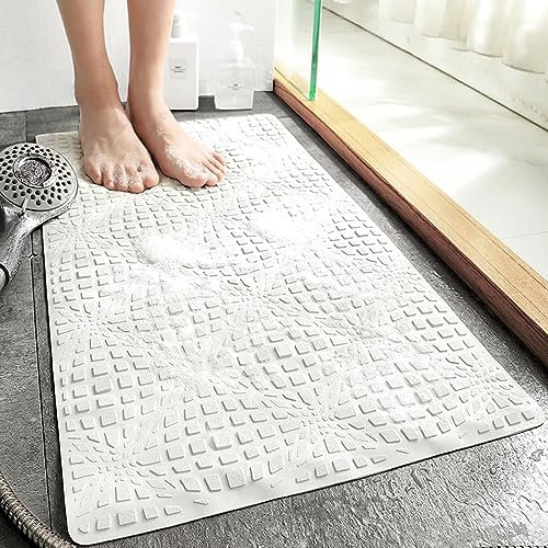 Lkw Ogechi Duschmatte rutschfest Antischimmel 70x40cm für Badezimmer - TPE-Material Weiche Badematte mit Saugnäpfen für die Innendusche, Leicht zu Reinigen und Waschbar (Weiß)