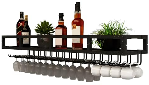 LIGUOYI Weinglashalter, Weinglasregal Aus Metall Platzsparend Mit Schrauben Weinflaschenhalter Wandbefestigung Robust Und Langlebig Weinglas-Halter Für Stielgläser, Für Bar Küche Zuhause