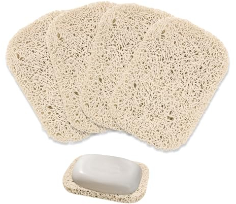 MultiValue Lot de 4 Porte-Savon, Antidérapants et Durables économiseur de Savon avec Forme de Bobine de Drainage Automatique pour Ranger leSavon (Beige, 4)