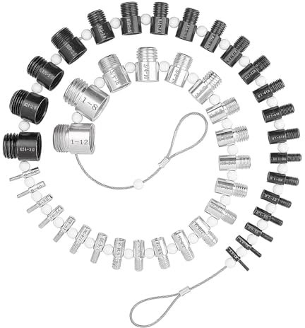 Vllold Juego de comprobador de roscas | Comprobador de rosca de calibre de tuercas y pernos | Comprobador de rosca de tornillo, 14 pulgadas y 12 tamaños métricos, juego de medidores de rosca