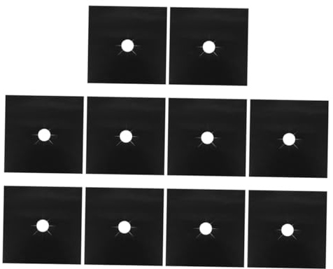 Hemobllo Protections pour Plaque de Cuisson à Gaz en Ptfe Noir Lot de 10 Réutilisables, Anti-graisse, Épaisses, Cuisine