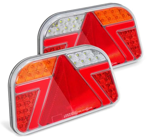 Agrieyes Anhänger Beleuchtung Mit Nebelscheinwerfer, LED Rückleuchten Anhängers Mit Rückfahrscheinwerfer, 12V/24V Anhängerbeleuchtung Rücklicht Heckleuchten für Anhänger Traktor PKW