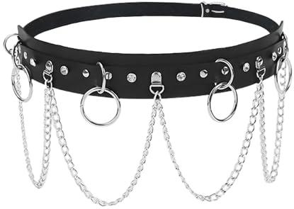 ZBHDEYG 1 cinturón de cadena punk negro, hip-hop, gótico y oscuro, adecuado para citas, fiestas de baile y juegos de rol (97 x 4,5 cm).