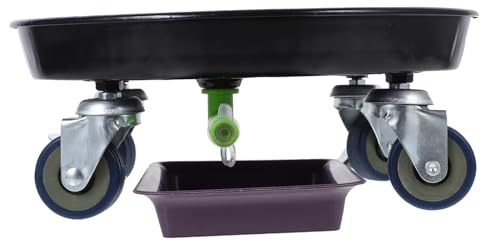 Yardwe Runder Eisenblumentopf mit Universalrad Robuster Pflanzenständer Verdicktes Design Schwerlastfähig für Drinnen und Draußen Schwarzer Pflanzkübel mit 28cm Außendurchmesser