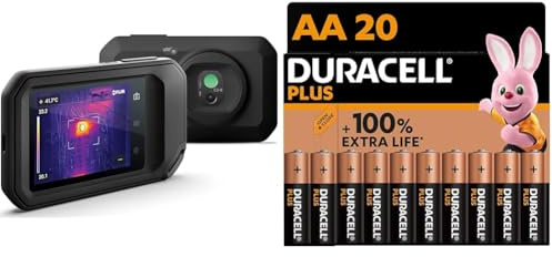 FLIR C3-X Compact Thermal Imaging Camera with Wifi: High Resolution Infrared Imager for Inspection & Duracell Plus AA Batteries (20 Pack) - Alkaline 1.5V - Up To 100% Extra Life