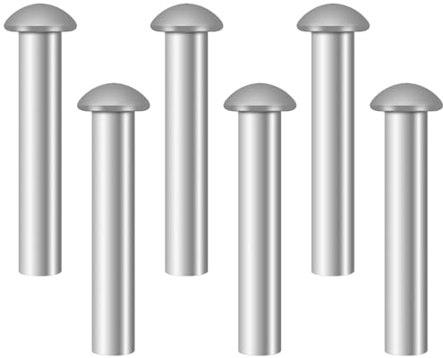 6 Pcs Rivet Durable,50 x 6 mm Silver Tone Aluminum Rivets for Shovel Spade Fork Rake Hoe Handle Repairing,Metal Countersunk Solid Round Head Rivets Metal,for Household Industrial Garden Tool