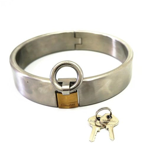 Tplkxurib Edelstahl Halsband Abschließbar Halsreif mit O Ring,Metall Halsfessel 2 Größen Hals Kragen Sex Halsbänder Bondage Set SM Sklaven Fetisch Sex Spielzeug für Männer Frauen Paare,Silber,Männer