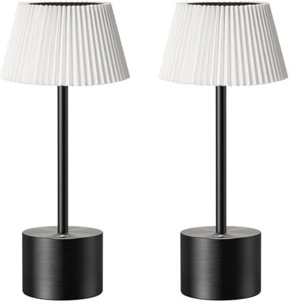 YIKUI 2 Pack LED Lampada da tavolo Senza Fili, 6000 mAh batteria ricaricabile 3 modalità di illuminazione luce dimmerabile lampade da tavolo portatili, per ristorante (2 Black 26cm+Lampade)