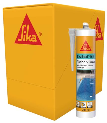 SIKA - Silicone Piscine et Bassin - SikaSeal-163 - Transparent - 12x300ml | Joints de piscines et zones immergées - Résistant au Chlore