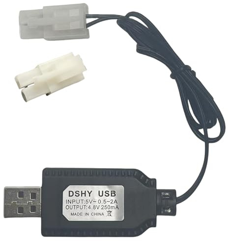 4.8V NiMH/NiCd Battery Charger Cable with Standard Tamiya Plug Compatible RC Car RC Tank RC Plane RC Boat and Other Remote Control Toys for Universal 4.8V Lipo Battery USB Charger (1)