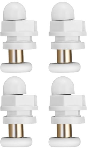 LT Easiyl 4 Lot Roulettes de Porte de Douche 19mm Poulie à Arc à Ancienne Ultra Silencieuses pour Porte de Douche d'épaisseur 4 à 6mm Porte de Salle de Bain en Verre Blanc