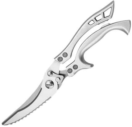 Kitchen Scissors, Stainless Steel Multifunctional Powerful Chicken Bone Scissors Chicken Duck Fish Cutter Shears Aluminum Handle Kitchen Scissors (Color : with Cover) (Type1)