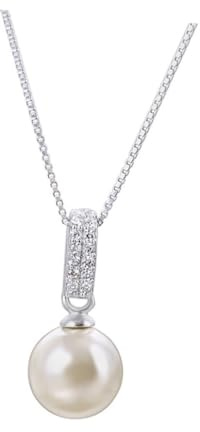 Holibanna Eleganter Perlenanhänger aus 925 Silber mit Zirkonia Modischer Damenschmuck für Frauen und Mädchen für Valentinstag und Hochzeiten