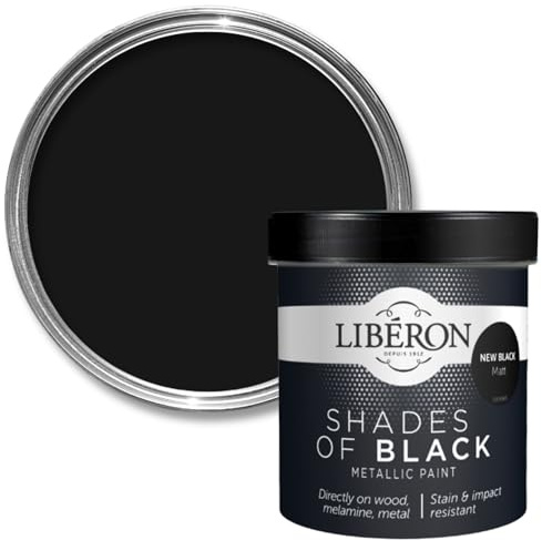 Libéron Shades of Black Metallic Paint, New Black Matt, 500ml | Iridescent effect, No undercoat required, High coverage, Washable & stain resistant