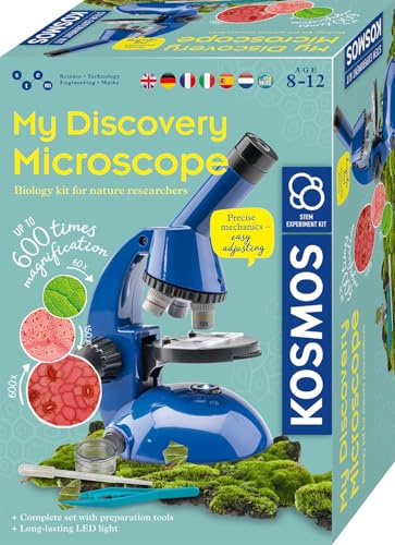 KOSMOS Discovery Microscope, Experiment Kit for Children and Student | For Children Ages 8 and Up, Multilingual Instructions