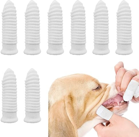 Hundezahnbürste, Fingerling Wiederverwendbar aus Baumwolle Pet Finger Zahnbürste für Hunde Fingerlinge Hunde Zahnpflege Anti-Plaque Finger Zahnbürste für Haustiere (8 Stück)