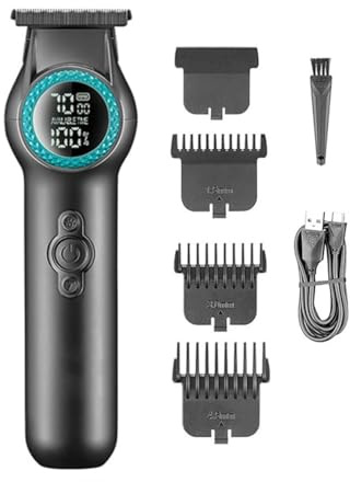 Maquina de Cortar Pelo Hombre, Turbo Power Hair Clipper Professional Hair Trimmer Electric Haircut Machine LED Display 0mm Hair Clipper for Barber
