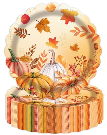Autunno Set di 50 piatti di carta da 18 cm, piatti usa e getta per compleanni, piatti per feste di matrimonio, giardino, festa