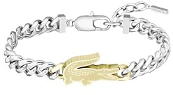 Lacoste Bracelet en Chaîne pour Homme Collection ARTHOR en Acier Inoxydable Bicolore avec un Charm en Forme de Crocodile - 2040552