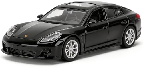 BGHSCA 1/36 Spielzeugauto kompatibel mit Porsche Panamera Diecast-Modellauto, Rückziehfahrzeuge für Kinder, Jungen und Mädchen ab 3 Jahren, Geschenk, schwarz