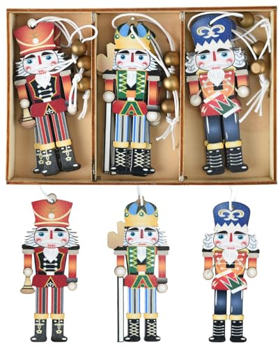 ZYDYRX 9 pezzi Schiaccianoci in legno Soldato Ciondolo Natale Schiaccianoci Decorazione Colorata Decorazione Da Appesa Decorazione Di Natale Legno C