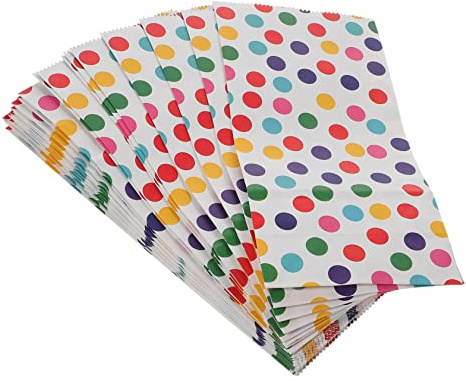 Yardenfun 20 Stück Teiliges Geschenkbeutel aus Papier Bunte Regenbogen Punkte Stabile Süßigkeitenbeutel für Kindergeburtstag Shower Kleine Geschenke und Party Mitgebsel