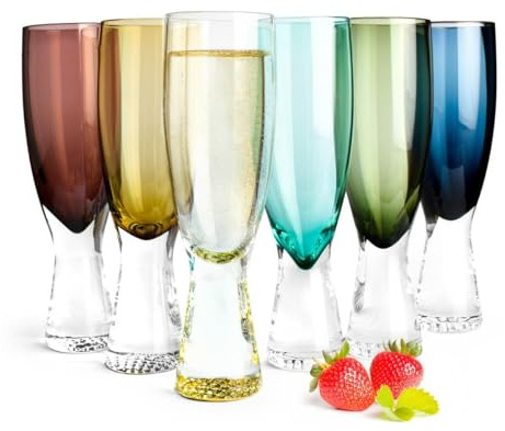 Sendez Juego de 6 copas de champán de 200 ml con pie