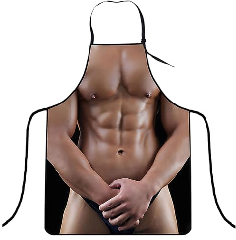 MUNSKT 1PC Funny Apron,Prank Xmas Apron For Men Gift, BBQ Baking Chef Cooks Cooking Sexy Novelty Pinafore (brown)