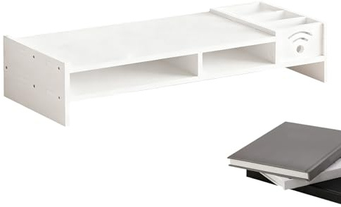 Elevador 'pantalla – Estantería de escritorio de doble capa, elevación 'pantalla ajustable con ranuras de almacenamiento, organizador compacto, ordenador portátil y TV, soporte electrónico, gadget de