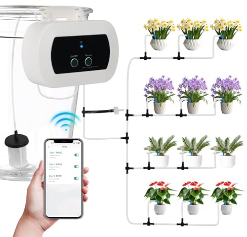 WiFi Automatic Watering System, APP Remote Control Plant Watering Devices, Self Watering Drip Irrigation System Kit for Potted Plants, Garden Watering Devices for Holiday, Vacation