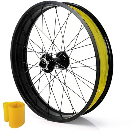 20/26 Tum X 4,0 Tum Fat Tire Cykel Framhjul Aluminiumlegering Fälg 36H Fat Bike Hjulset Skivbroms Genomgående Axel 15 Mm Nav Avstånd 135 Mm För Snow Beach E-Bike(26inch)