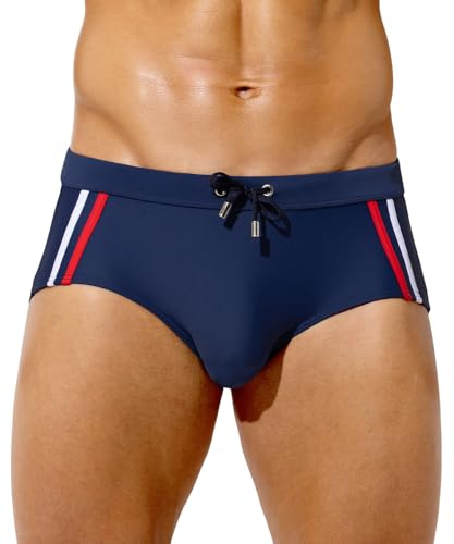 Casey Kevin Costume Slip Uomo Mare e Piscina Coulisse Regolabile | Uomo Costumi da Bagno Elastico a Vita Bassa Color-Block Swimming Brief