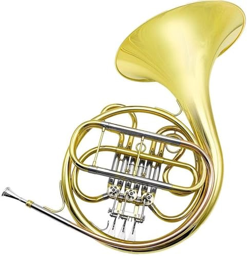Professionelles Waldhorn F-Dur Dreiklappiges Einreihiges Westernblasinstrument Messinggoldlackiertes Waldhorn
