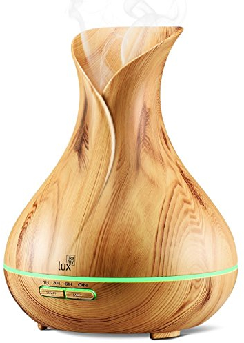 Aroma Diffuser Likemylux 400ml Ultraschall Öl Diffusor LED mit 7 Licht Farben Duftzerstäuber Duftlampe Humidifier Aromatherapie Luftbefeuchter Holzmaserung Dunkel Yoga Salon Wohn-Kinderzimmer