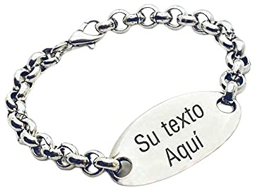Pulsera de zamak con baño en plata con texto personalizado. Regalo - Navidad - Papa Noel - Reyes Magos