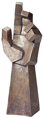 Design Toscano AL62360 Statue de Main cubique Moderne montée en liberté, dorée, 14 x 20,25 x 54,5 cm