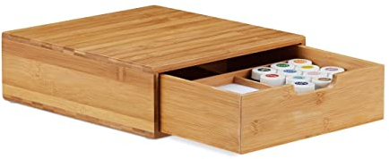 Relaxdays, Natur Schubladenbox Bambus, Schubladen Organizer, natürliche Optik, Tischorganizer Büro, HBT 10 x 29,5 x 30cm, 1 Fach, Bamboo