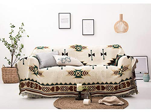 HOORDRY Boho Baumwolle Sofadecke 180x230CM | 2-3 Sitzer Sofaüberwurf,Bequeme und Strapazierfähige Dekoration Sofadecke.Bettüberwurf,Sofabezug,Teppich oder Sesseldecke