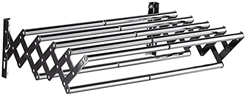 Wall Mounted Clothes Drying Rack, Stainless Steel Accordion Retractable Drying Rack for Laundry Room/Bathroom Tower Bar Indoor Outdoor Use (Size : 48cm-77cm)