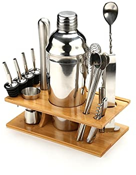 Cocktail Shaker Set Ensemble à Cocktail Shaker Cocktail Shaker Fabrication Ensemble 16 PCS En acier inoxydable Kit de barman for mixer Boisson à vin Shaker Cocktail Shaker for les bars à domicile Shak